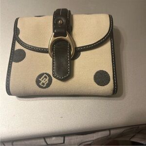 Dooney & Bourke Black and Cream Polka Dot Wallet
